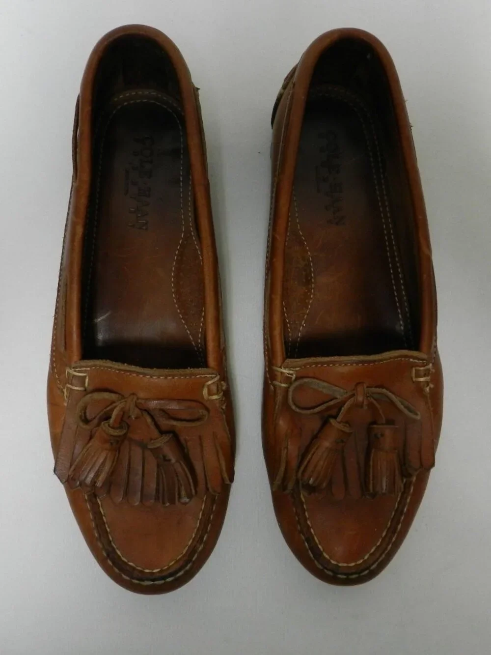 Cole Haan Country Vintage Leather loafers slides tassels brown Women Size Sz 7